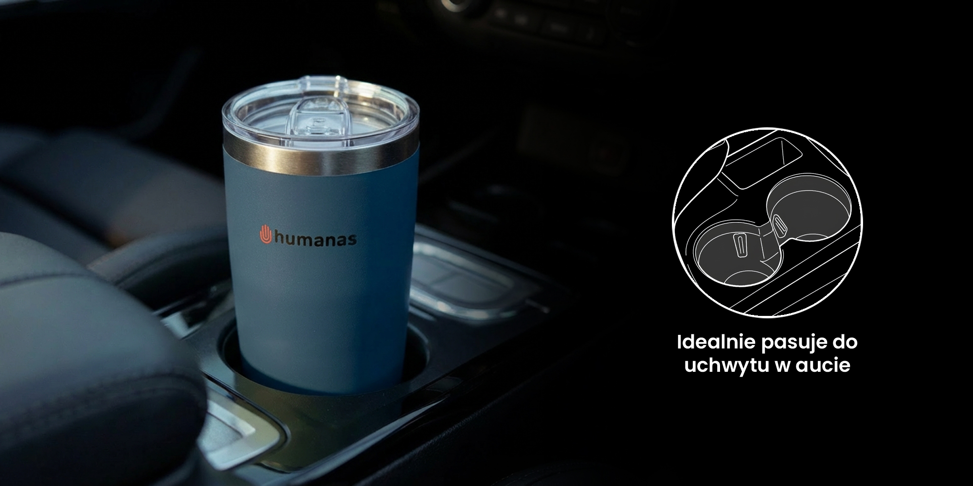 Kubek termiczny Humanas Fluo 600 ml - niebieski